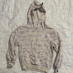 Kid’s Nike Beige and Lavender Logo Hoodie